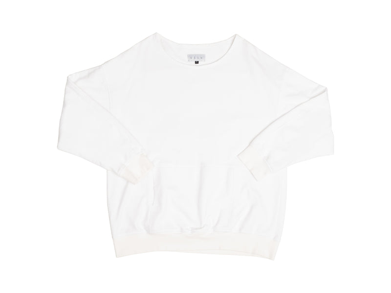 SCOOP NECK White FRENCH TERRY SWEATER